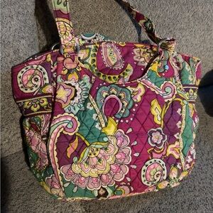 Vera Bradley Paisley Quilted Tote in Purple and Green
